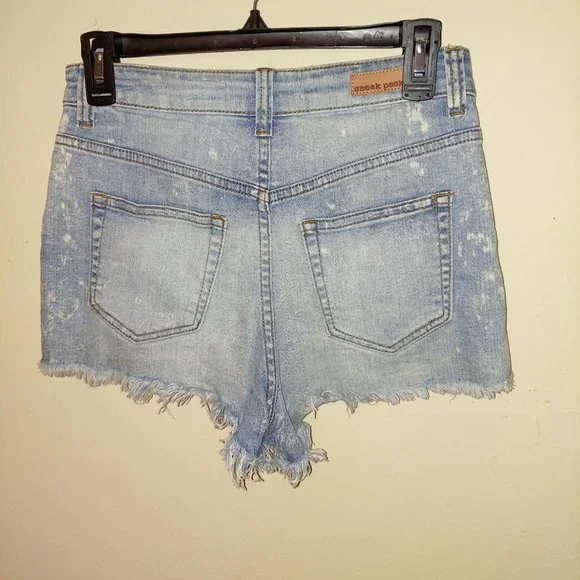 sneak peak la high waist cheeky light denim shorts - Picture 2 of 2